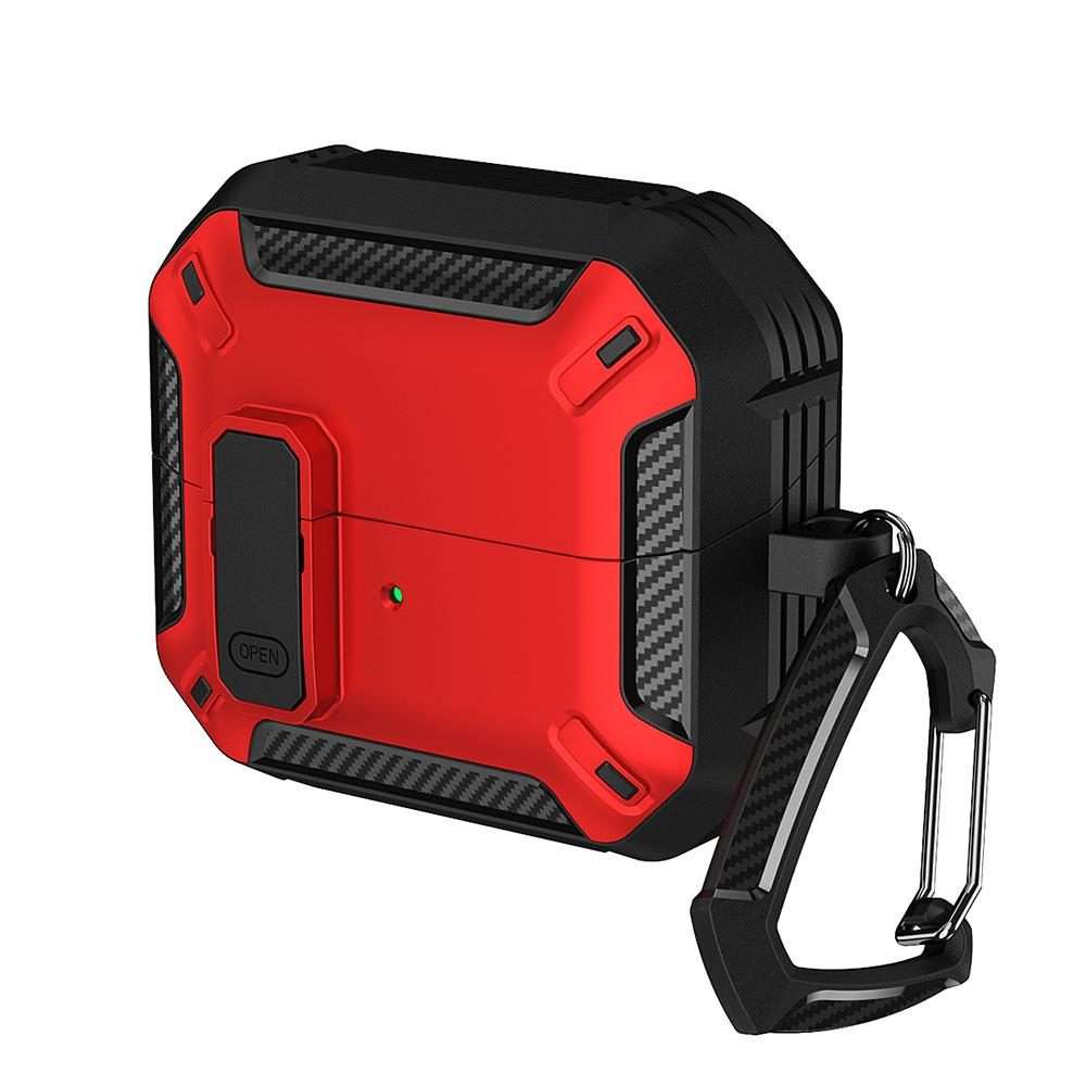 For Samsung Galaxy Buds3 / 3 Pro / 3 FE XDcase Solid Color Security Lock Earbuds Case wi ... (Red)