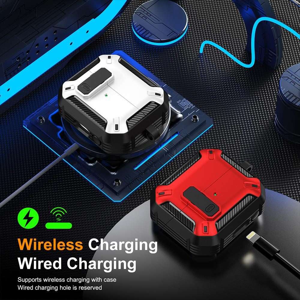 For Samsung Galaxy Buds3 / 3 Pro / 3 FE XDcase Solid Color Security Lock Earbuds Case wi ... (Red)