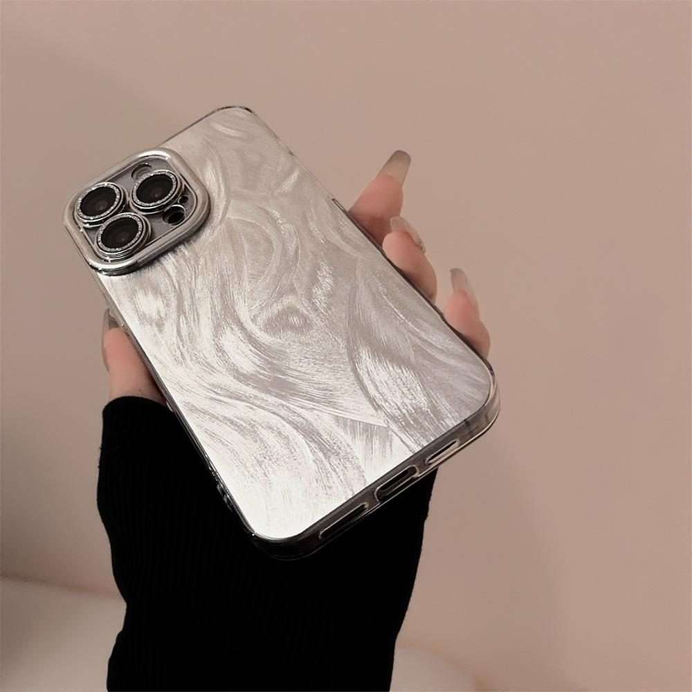 For iPhone 15 Pro Feather-Gauze Laser Phone Case with Lens Film