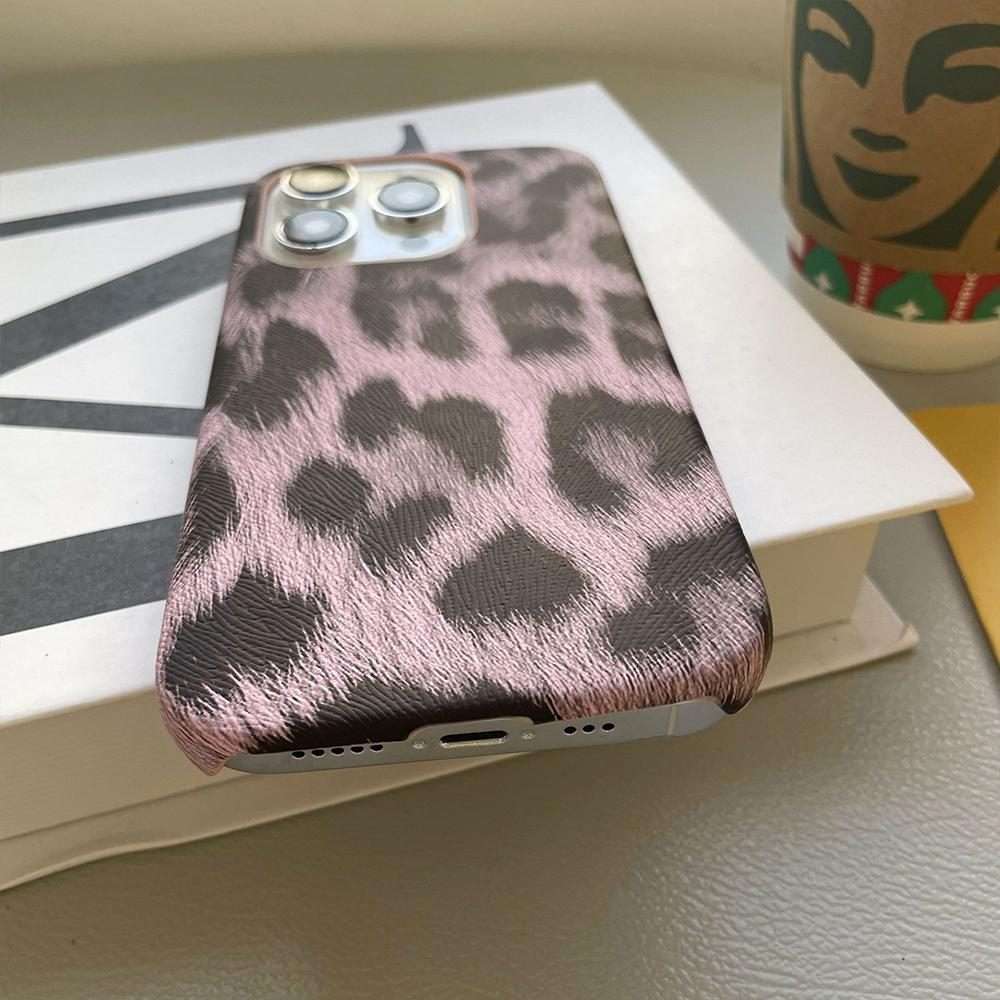 For iPhone 15 Pro Leopard Print Leather-Textured PU Phone Case(Silver)