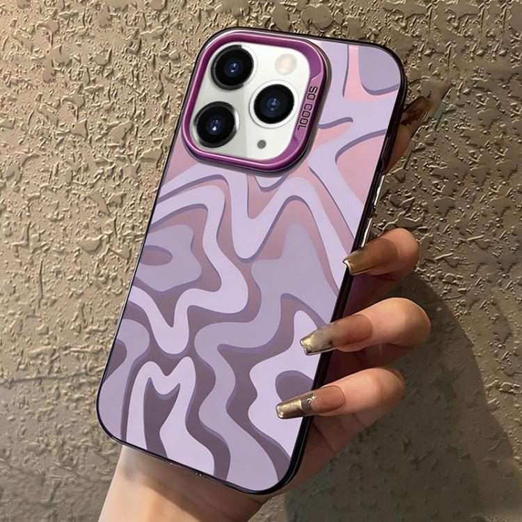 For iPhone 11 Pro Max Wavy Stripes Pattern Frosted IMD 2-in-1 PC Phone Case(Purple)