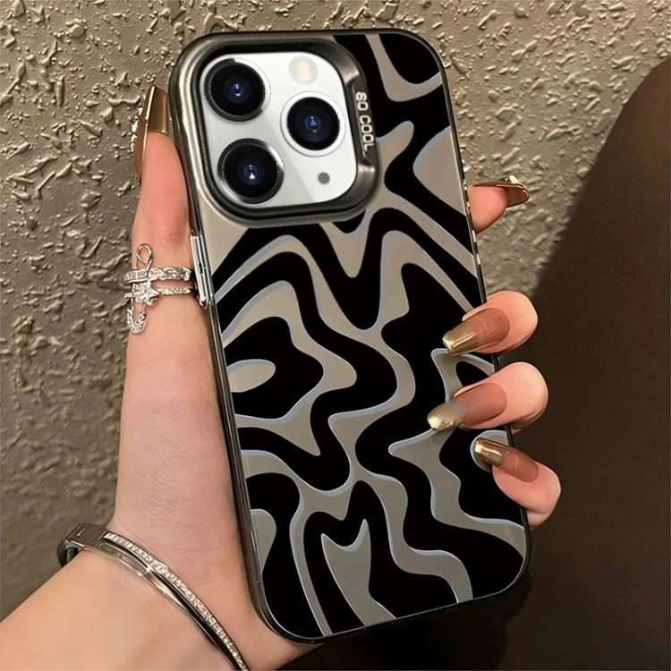 For iPhone 11 Pro Wavy Stripes Pattern Frosted IMD 2-in-1 PC Phone Case(Black)