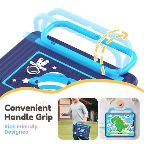 For iPad Air 11 2026 / 2025 / 2024 Handle Holder Silicone Hybrid PC Tablet Case wi ... (Navy Blue)