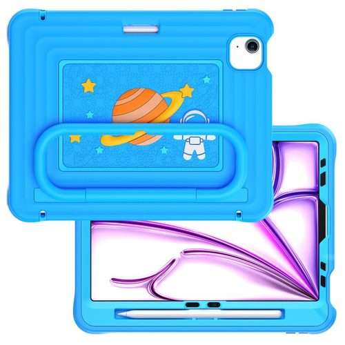 For iPad Air 11 2026 / 2025 / 2024 Handle Holder Silicone Hybrid PC Tablet Case w ... (Light Blue)