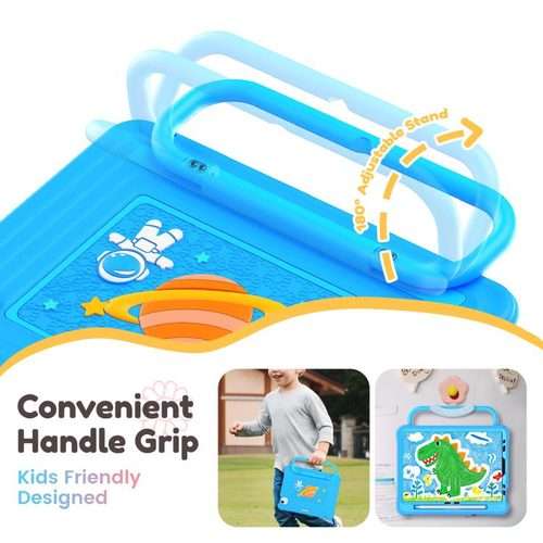 For iPad Air 11 2026 / 2025 / 2024 Handle Holder Silicone Hybrid PC Tablet Case w ... (Light Blue)