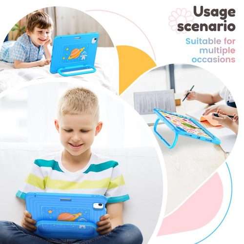 For iPad Air 11 2026 / 2025 / 2024 Handle Holder Silicone Hybrid PC Tablet Case w ... (Light Blue)