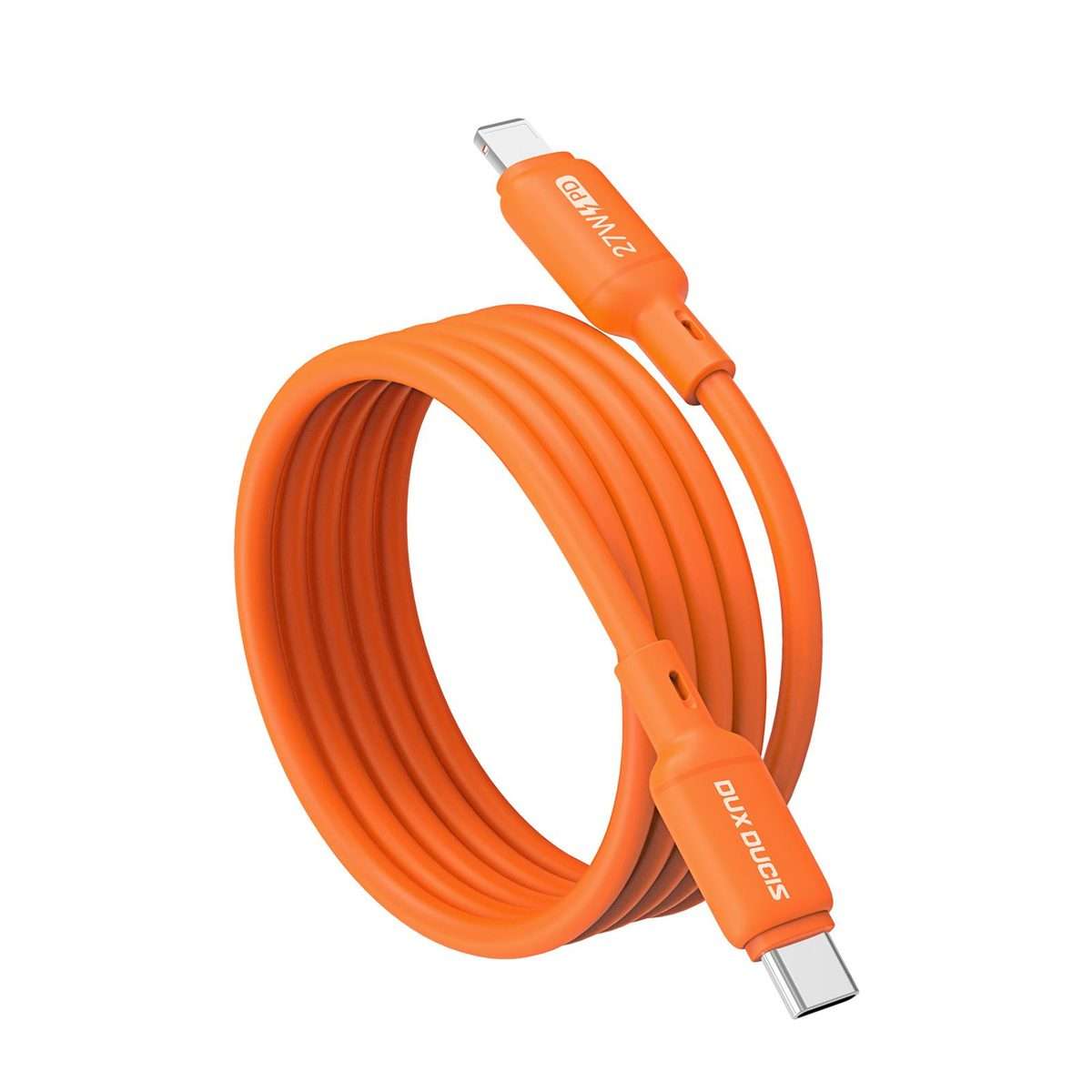 DUX DUCIS SILI Series 27W Type-C to 8 Pin Silicone Data Cable, Length: 1m(Orange)