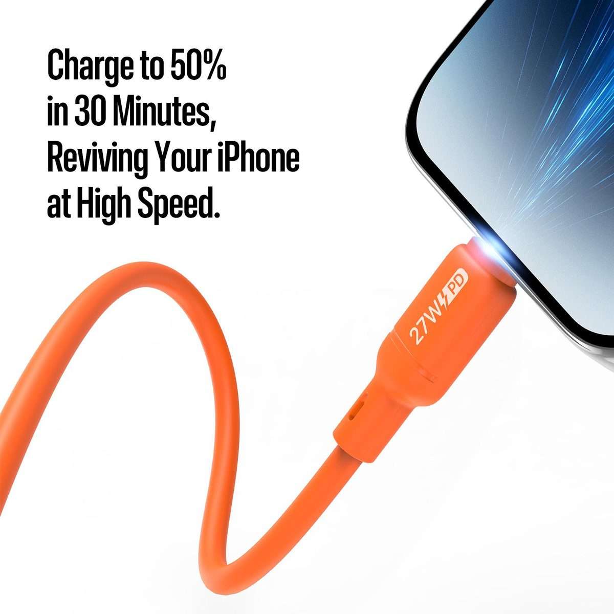 DUX DUCIS SILI Series 27W Type-C to 8 Pin Silicone Data Cable, Length: 1m(Orange)
