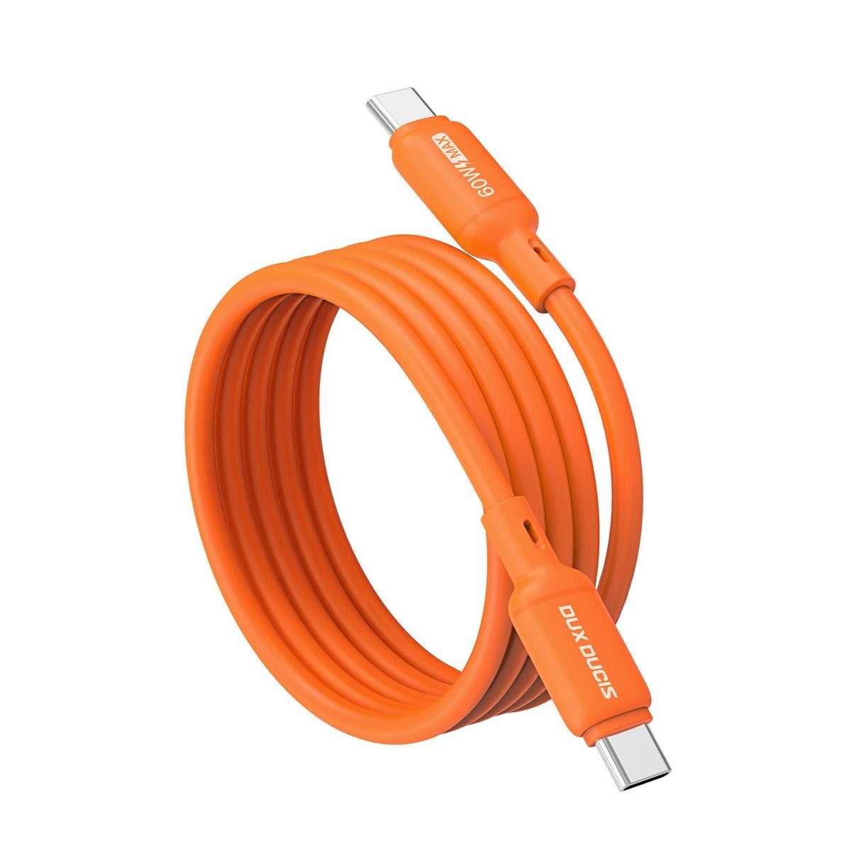 DUX DUCIS SILI Series 60W Type-C to Type-C Silicone Data Cable, Length: 1m(Orange)