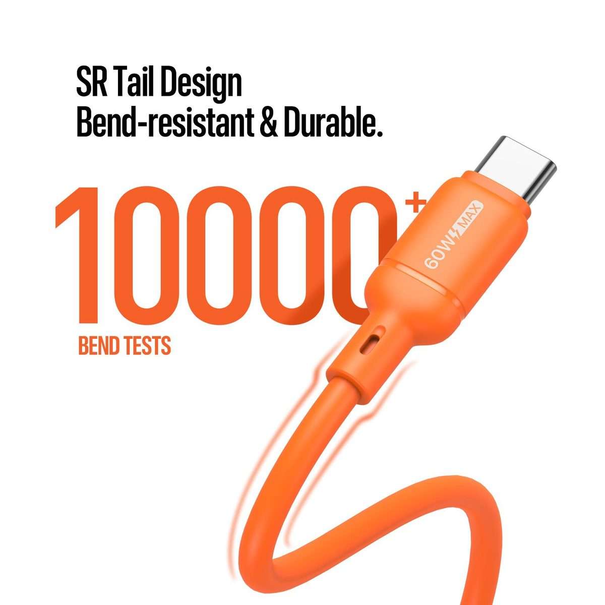 DUX DUCIS SILI Series 60W Type-C to Type-C Silicone Data Cable, Length: 1m(Orange)