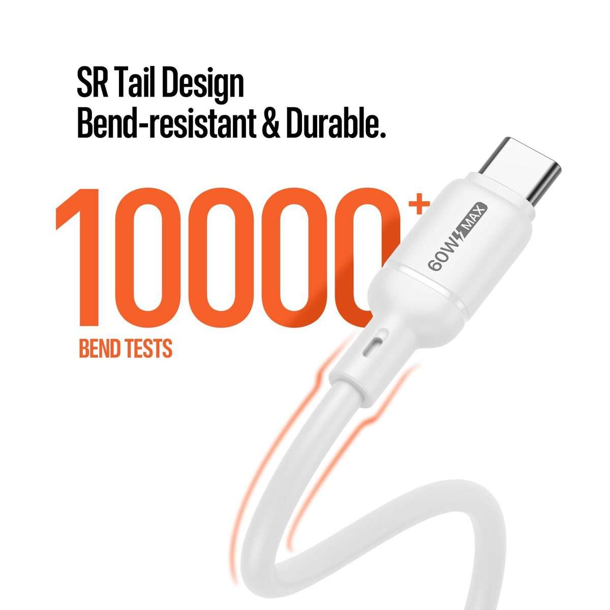 DUX DUCIS SILI Series 60W Type-C to Type-C Silicone Data Cable, Length: 1m(White)