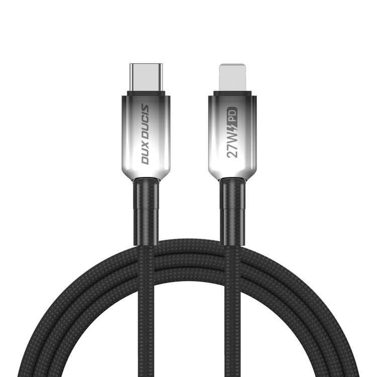 DUX DUCIS WLCM Series 27W Type-C to 8 Pin Transparent Gradient Braided Data Cable, Len ... (Black)