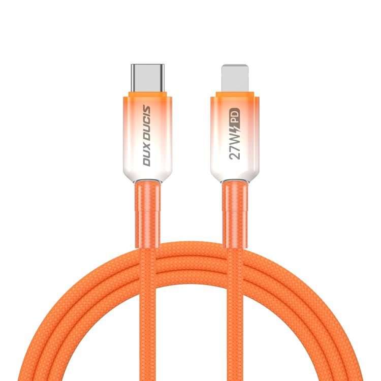 DUX DUCIS WLCM Series 27W Type-C to 8 Pin Transparent Gradient Braided Data Cable, Le ... (Orange)