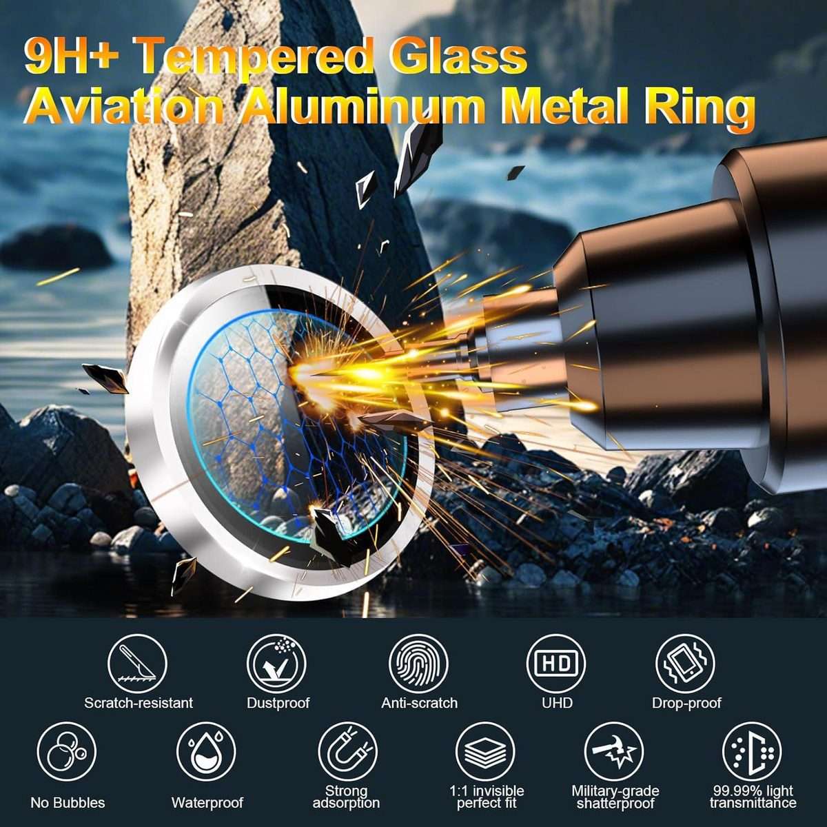 For iPhone 15 Pro / 15 Pro Max Kalebol No Flicker Ultra-Thin Individual Camera ... (Graphite Gray)