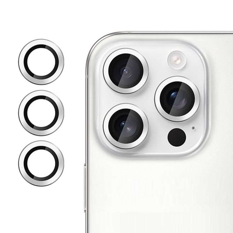 For iPhone 15 Pro / 15 Pro Max Kalebol No Flicker Ultra-Thin Individual Camera Lens T ... (Silver)