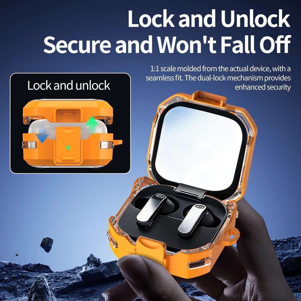 For Samsung Galaxy Buds4 / 4 Pro XDcase Rugged Armor Clear View Earphone Case(Orange)