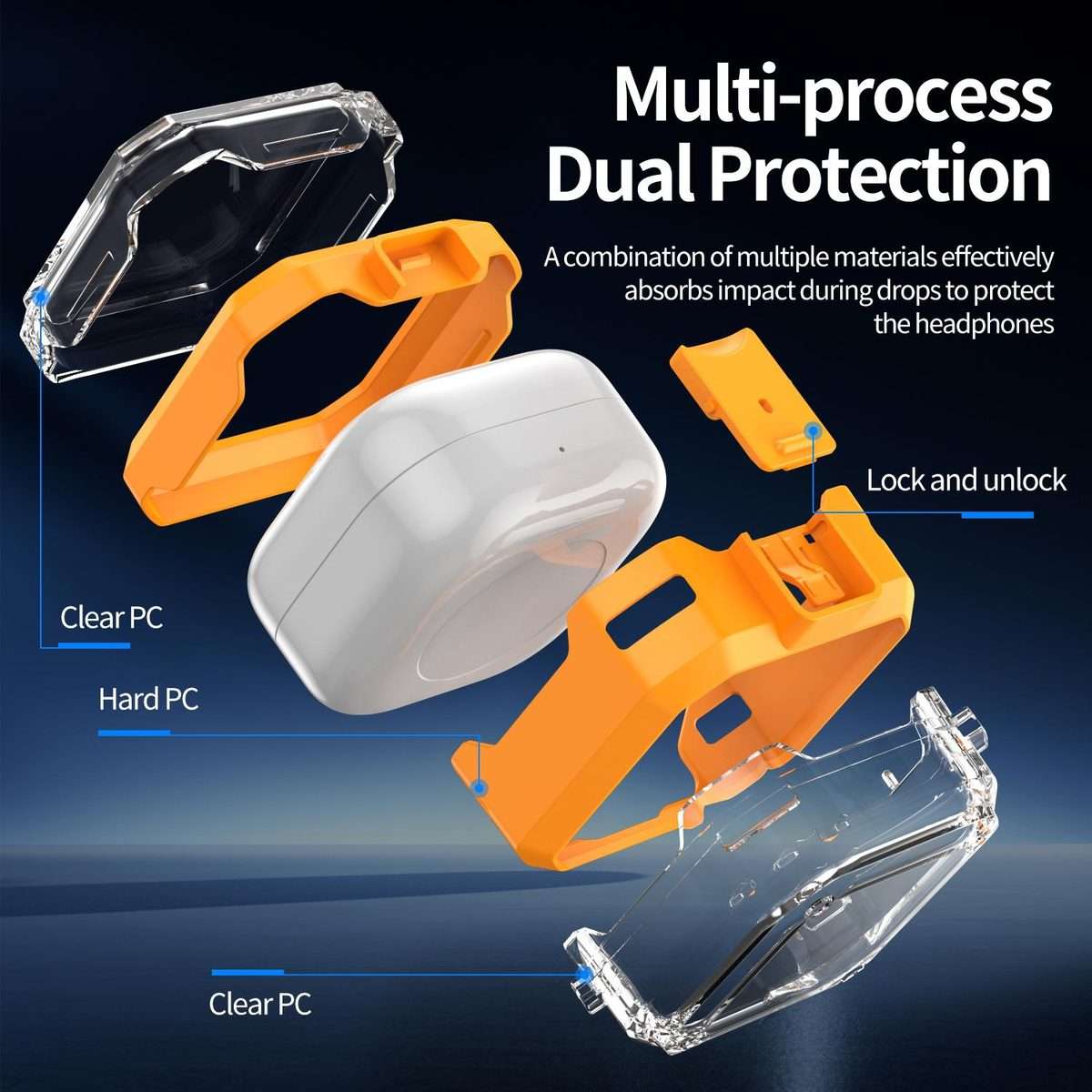 For Samsung Galaxy Buds4 / 4 Pro XDcase Rugged Armor Clear View Earphone Case(Orange)