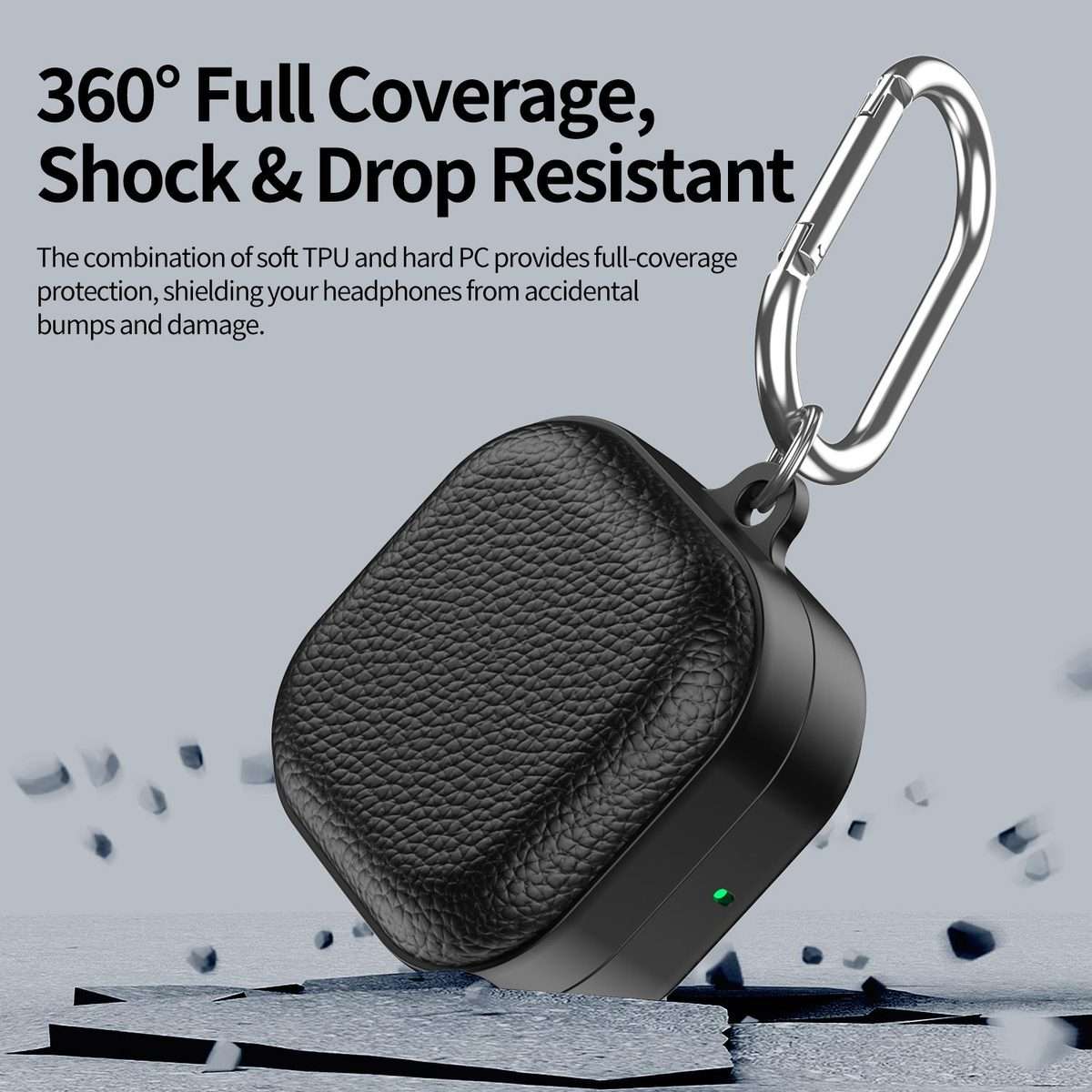 For Samsung Galaxy Buds4 / 4 Pro XDcase Lychee Texture TPU Hybrid PC Earphone Case wit ... (Black)