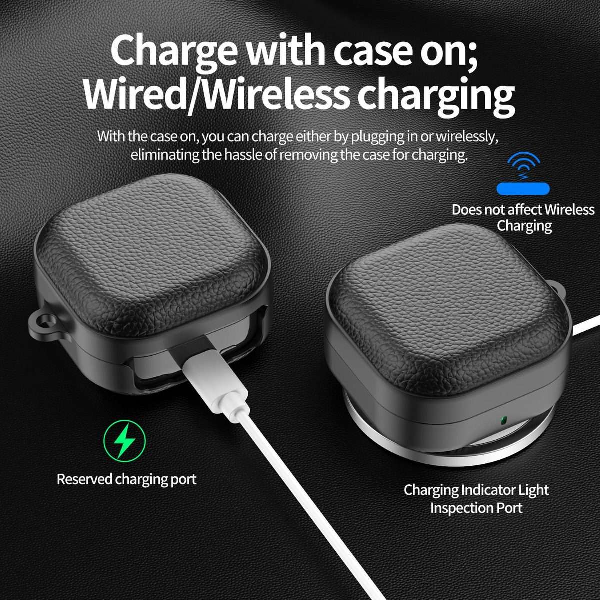 For Samsung Galaxy Buds4 / 4 Pro XDcase Lychee Texture TPU Hybrid PC Earphone Case wit ... (Black)