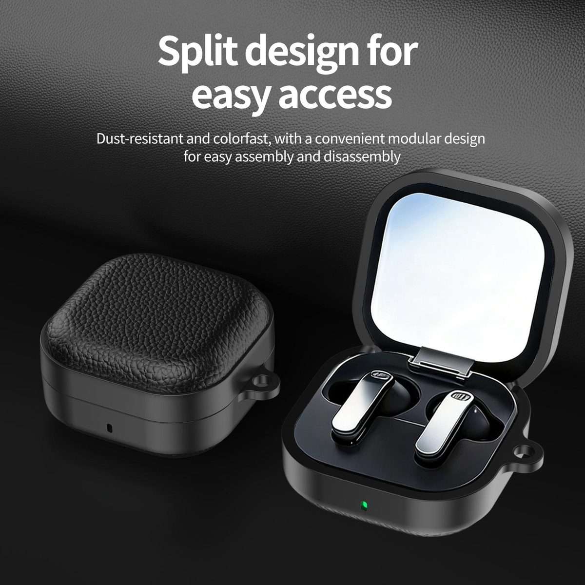 For Samsung Galaxy Buds4 / 4 Pro XDcase Lychee Texture TPU Hybrid PC Earphone Case wit ... (Black)