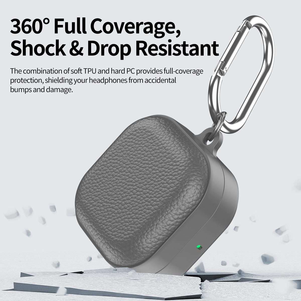 For Samsung Galaxy Buds4 / 4 Pro XDcase Lychee Texture TPU Hybrid PC Earphone Case with Hook(Grey)