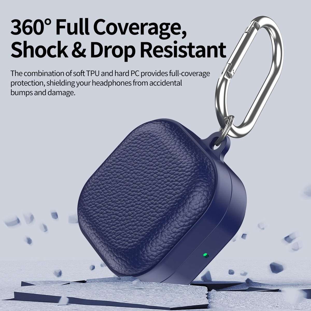 For Samsung Galaxy Buds4 / 4 Pro XDcase Lychee Texture TPU Hybrid PC Earphone Case with Hook(Blue)