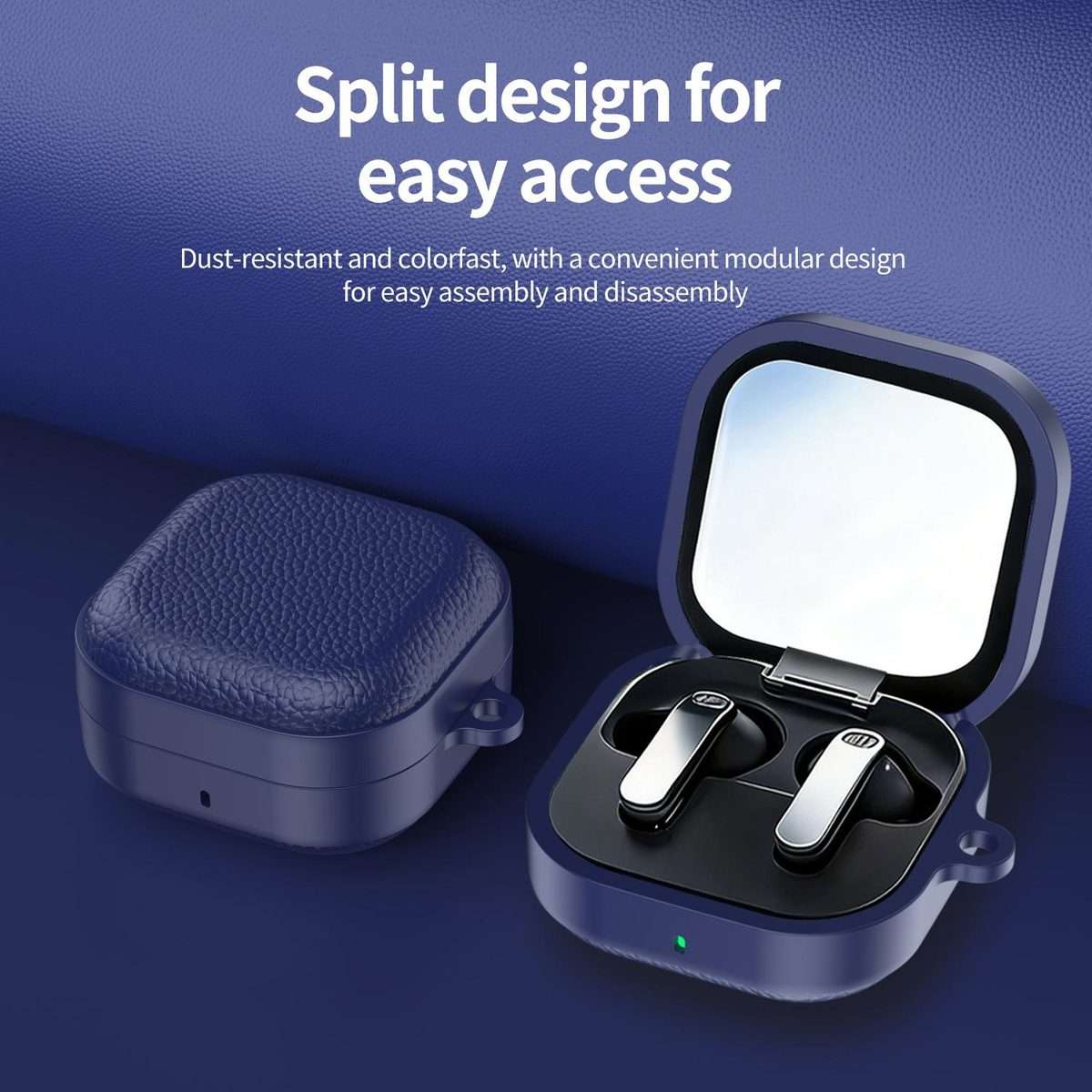 For Samsung Galaxy Buds4 / 4 Pro XDcase Lychee Texture TPU Hybrid PC Earphone Case with Hook(Blue)