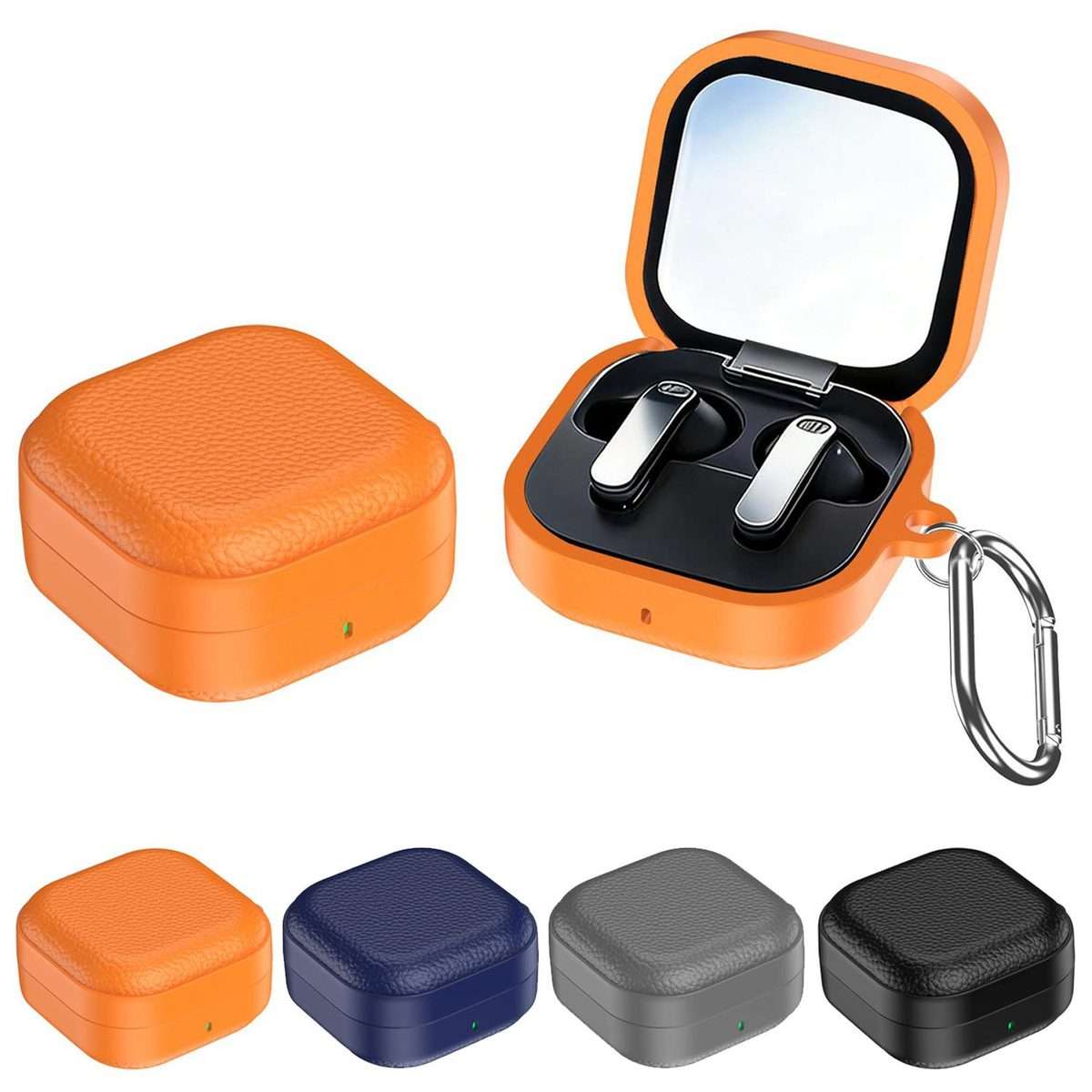 For Samsung Galaxy Buds4 / 4 Pro XDcase Lychee Texture TPU Hybrid PC Earphone Case with Hook(Blue)
