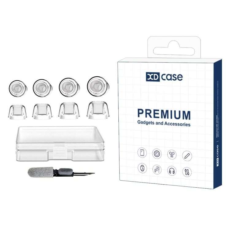 For AirPods Pro 1 / 2 XDcase 4 Pairs Replacement Liquid Silicone Ear Tips, XS/S ... (Transparent)