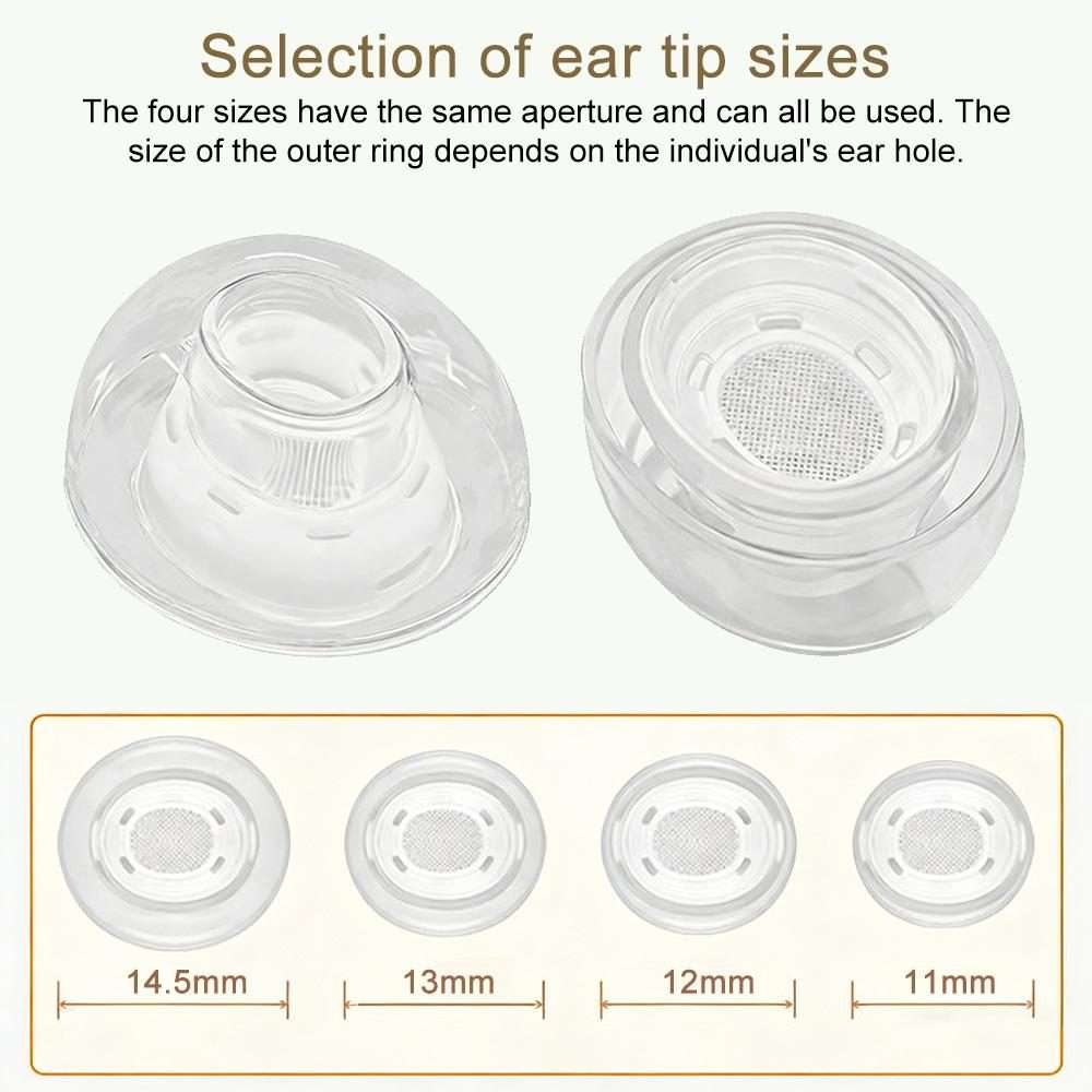 For AirPods Pro 1 / 2 XDcase 4 Pairs Replacement Liquid Silicone Ear Tips, XS/S ... (Transparent)