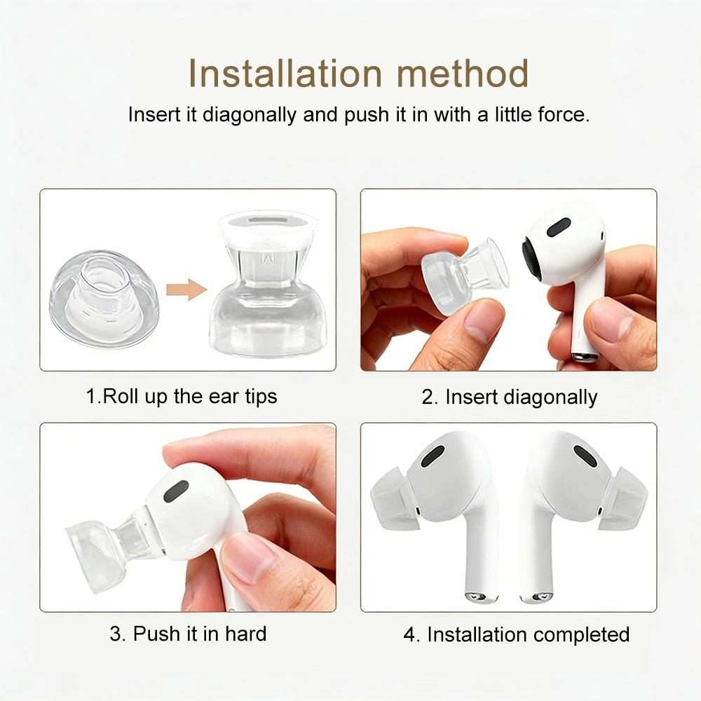 For AirPods Pro 1 / 2 XDcase 4 Pairs Replacement Liquid Silicone Ear Tips, XS/S ... (Transparent)