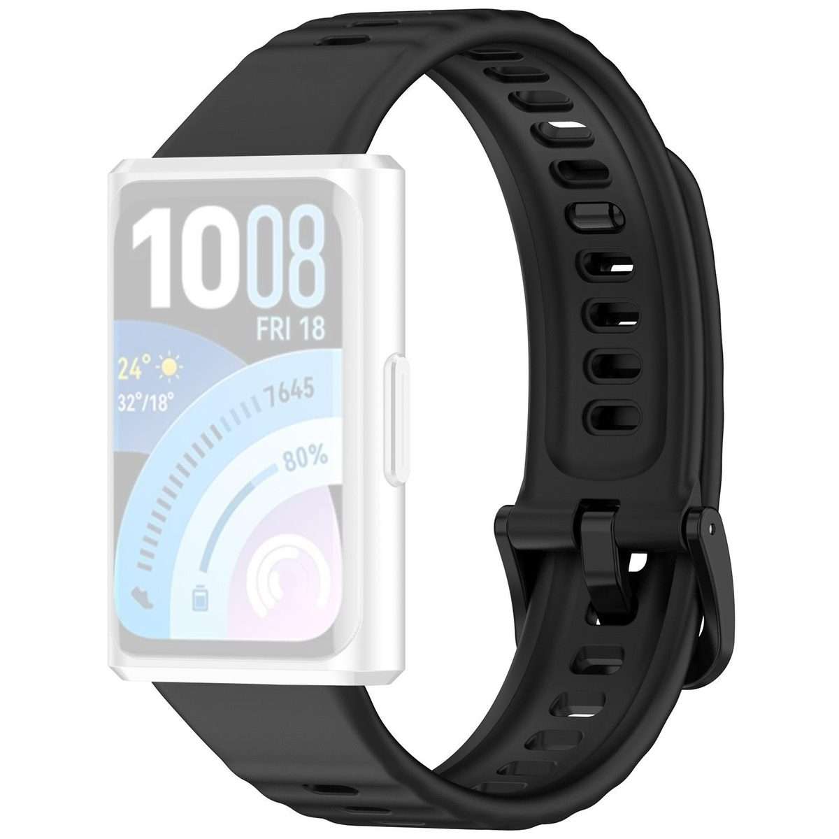 For Huawei Band 11 Pro / 11 xDfind Wavy Texture Silicone Watch Band(Black)