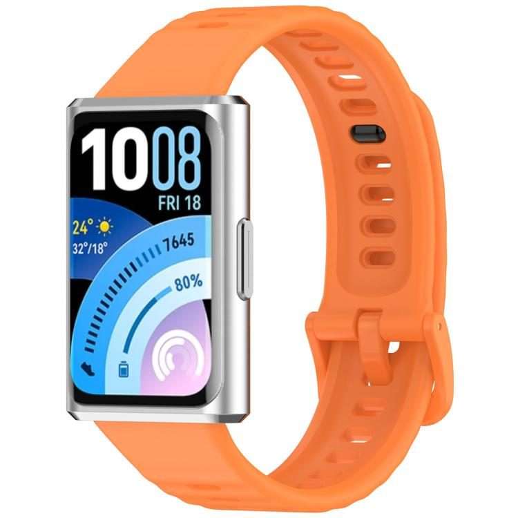 For Huawei Band 11 Pro / 11 xDfind Wavy Texture Silicone Watch Band(Orange)