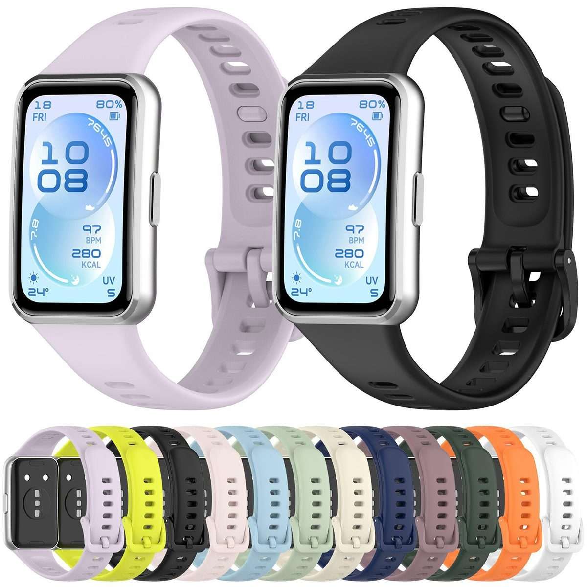 For Huawei Band 11 Pro / 11 xDfind Smooth Solid-Color Breathable Silicone Wat ... (Official Green)