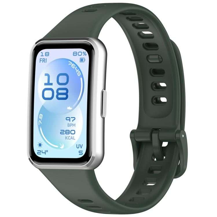 For Huawei Band 11 Pro / 11 xDfind Smooth Solid-Color Breathable Silicone Watch Band(Dark Green)