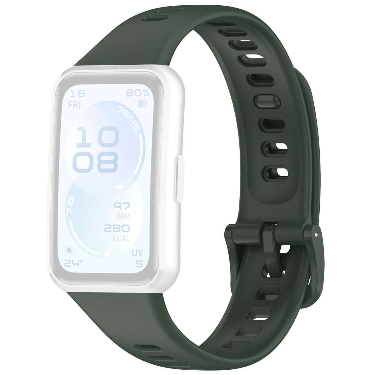 For Huawei Band 11 Pro / 11 xDfind Smooth Solid-Color Breathable Silicone Watch Band(Dark Green)