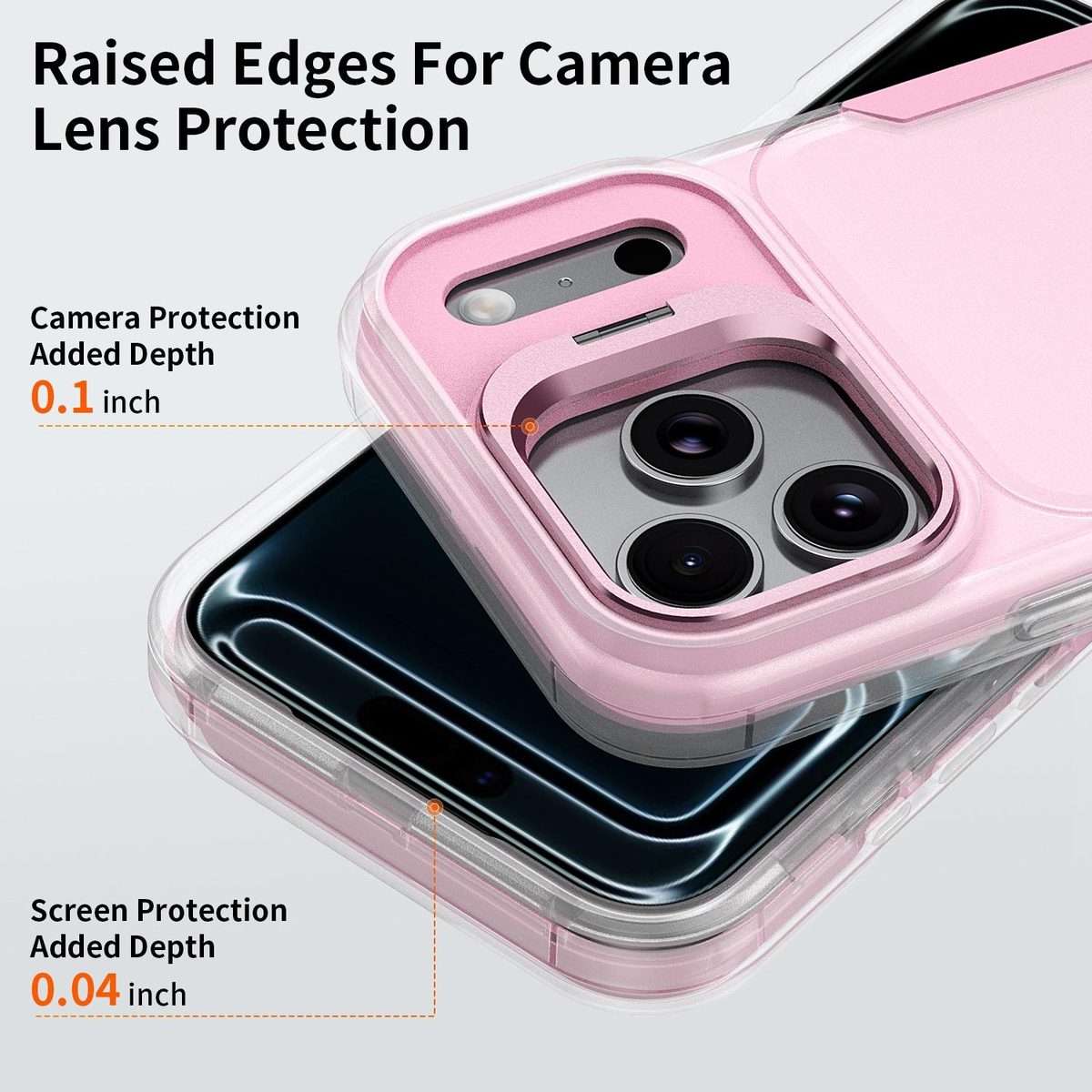 For iPhone 17 Pro Max Traveler Lens Frame Holder Phone Case(Semi-transparent Pink)
