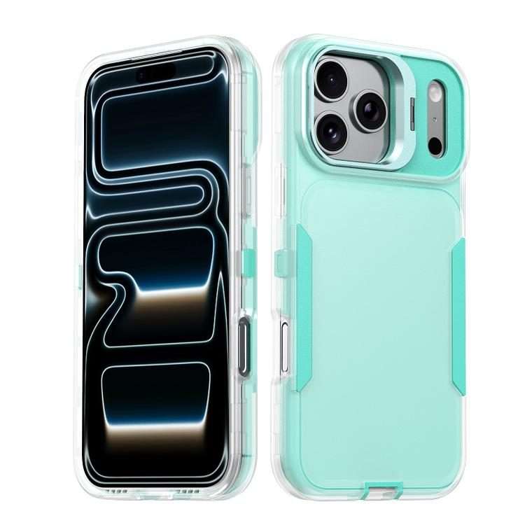 For iPhone 17 Pro Max Traveler Lens Frame Holder Phone Case(Semi-transparent Green)