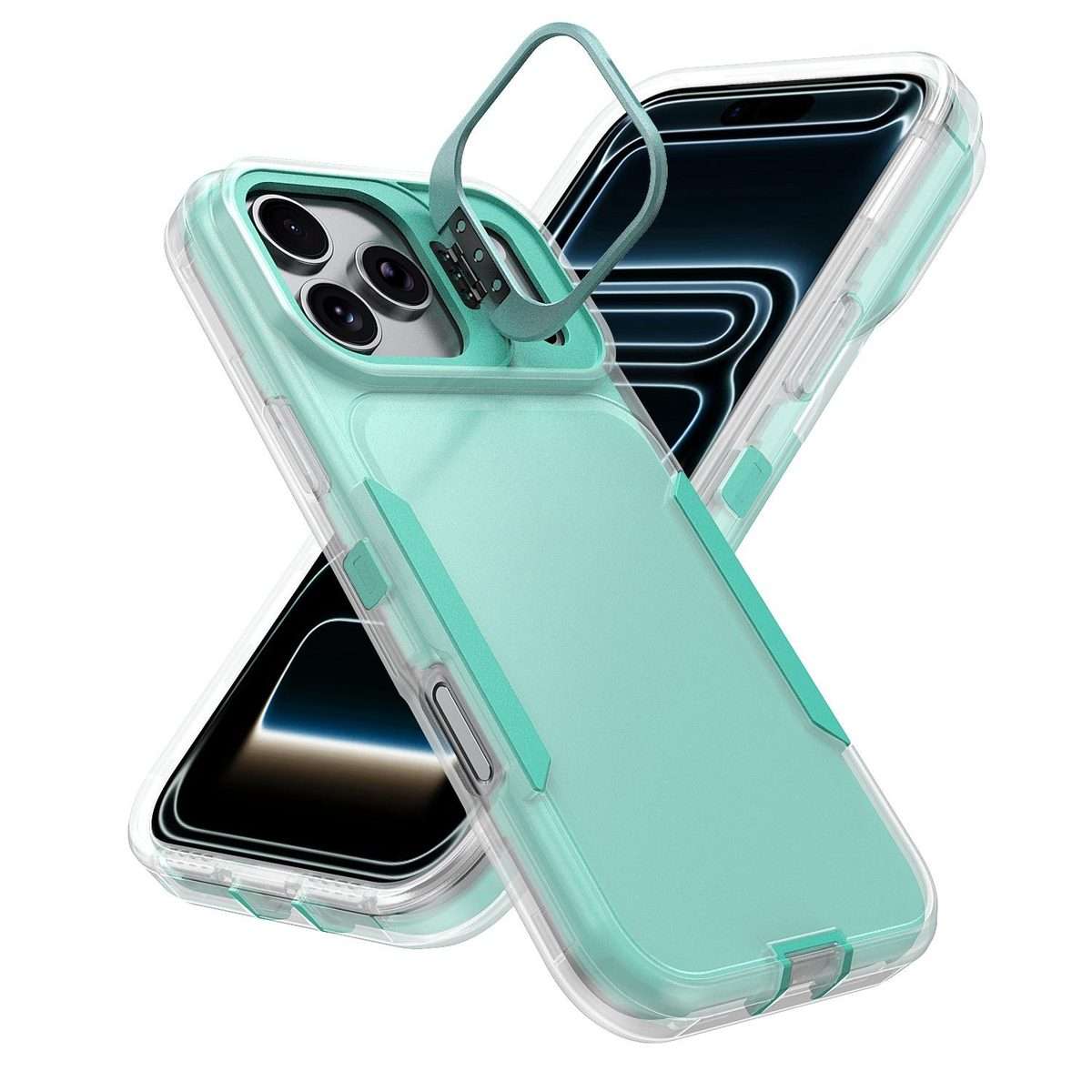 For iPhone 17 Pro Max Traveler Lens Frame Holder Phone Case(Semi-transparent Green)
