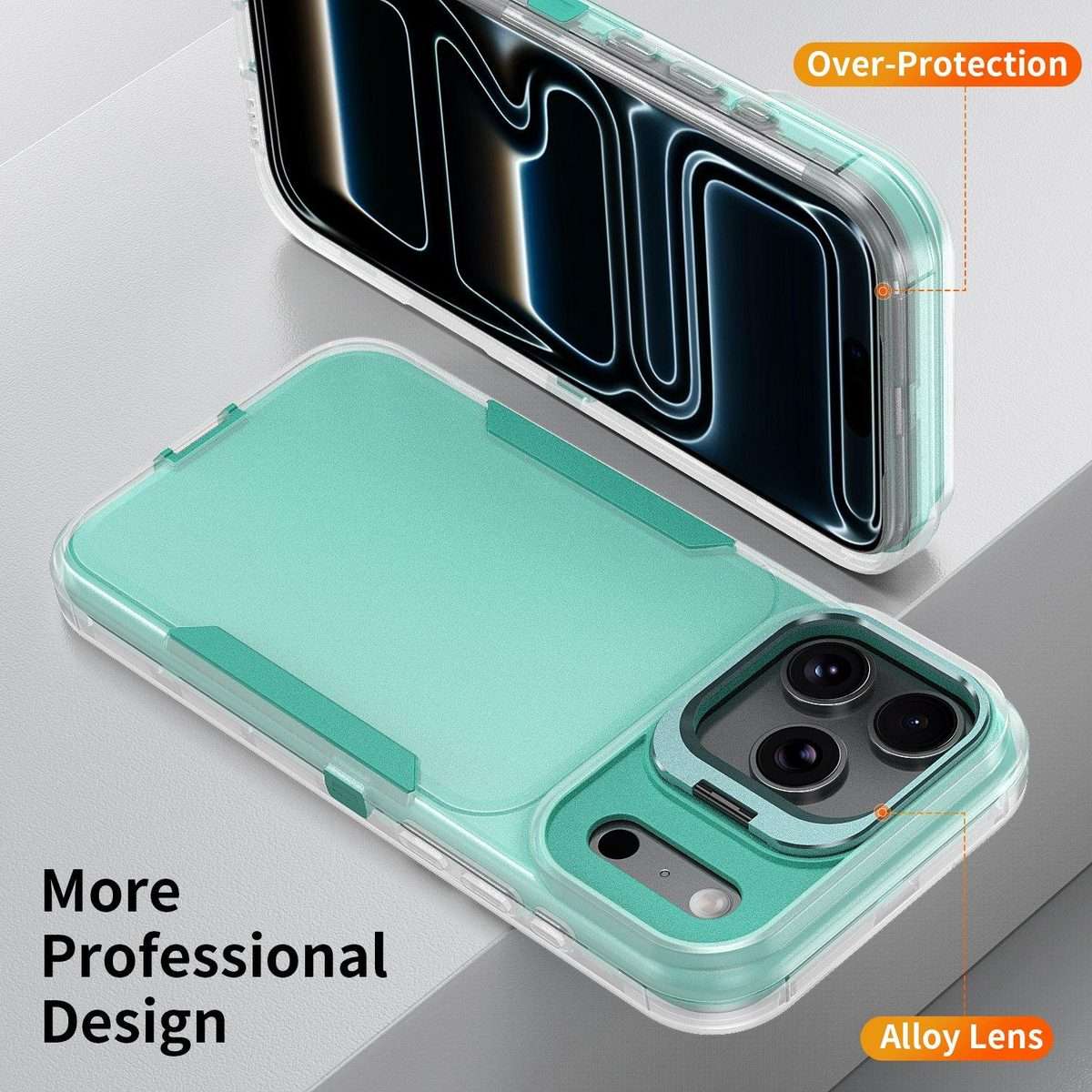 For iPhone 17 Pro Max Traveler Lens Frame Holder Phone Case(Semi-transparent Green)