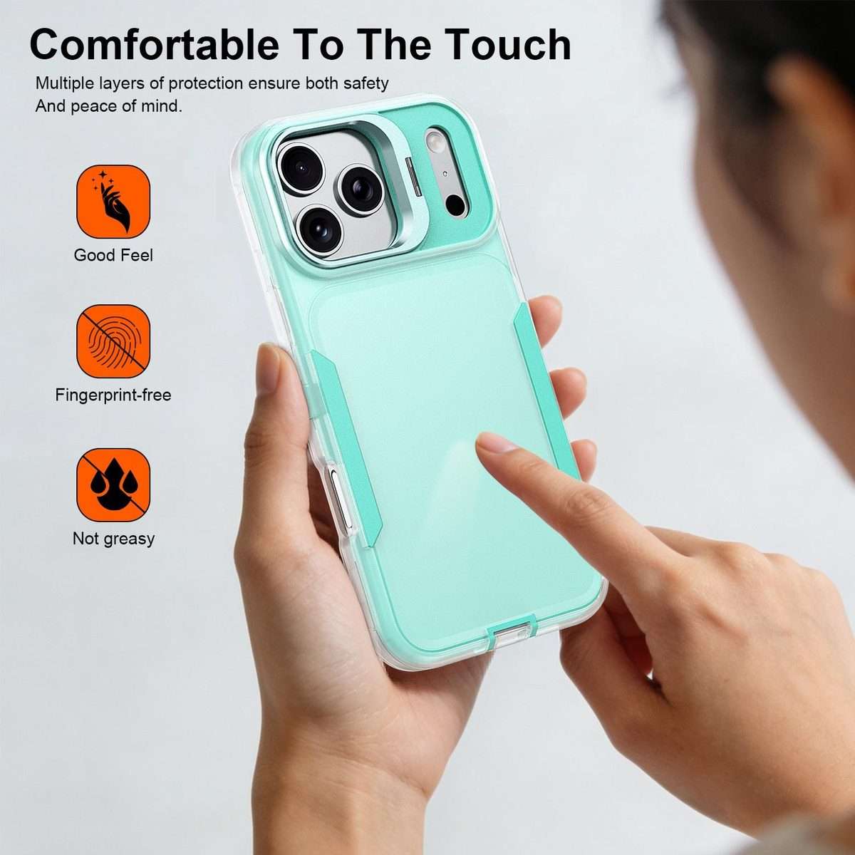 For iPhone 17 Pro Max Traveler Lens Frame Holder Phone Case(Semi-transparent Green)