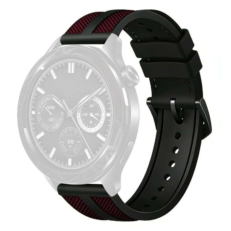 22mm xDfind Flame Hybrid Nylon Braid Silicone Watch Band(Red)