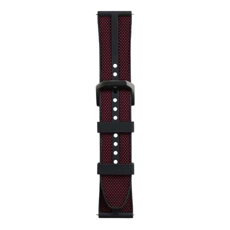 22mm xDfind Flame Hybrid Nylon Braid Silicone Watch Band(Red)