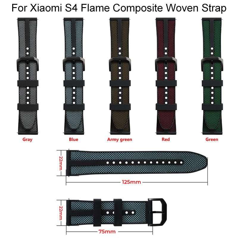 22mm xDfind Flame Hybrid Nylon Braid Silicone Watch Band(Red)