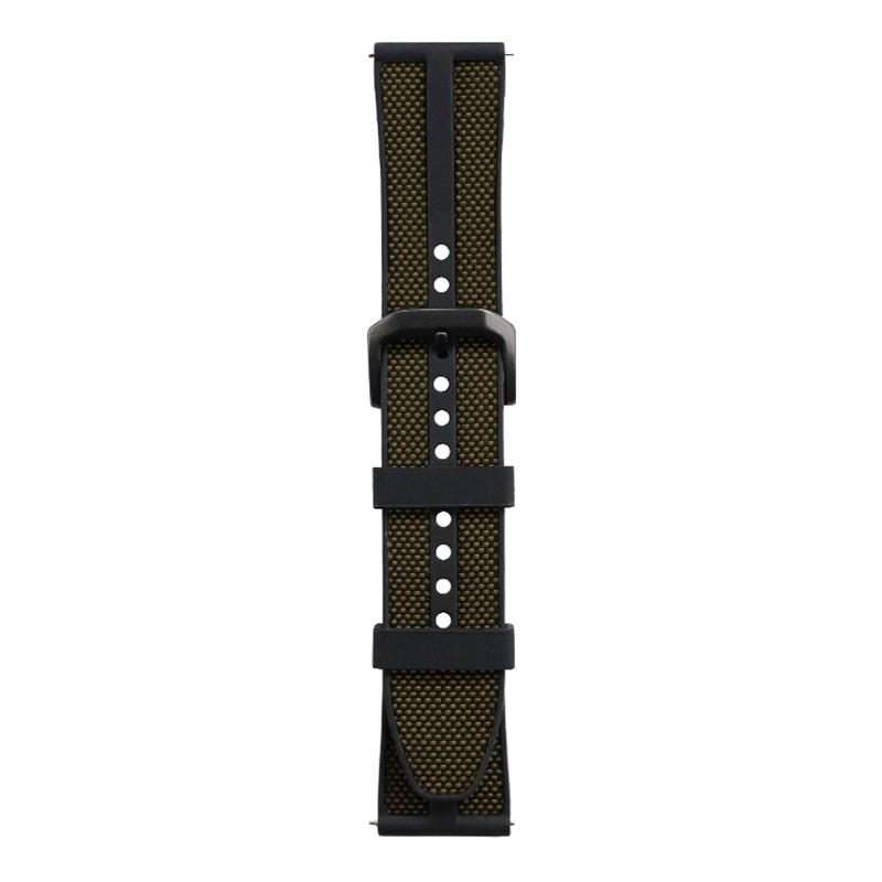 22mm xDfind Flame Hybrid Nylon Braid Silicone Watch Band(Army Green)