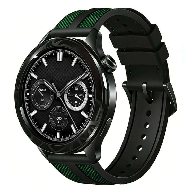 22mm xDfind Flame Hybrid Nylon Braid Silicone Watch Band(Green)
