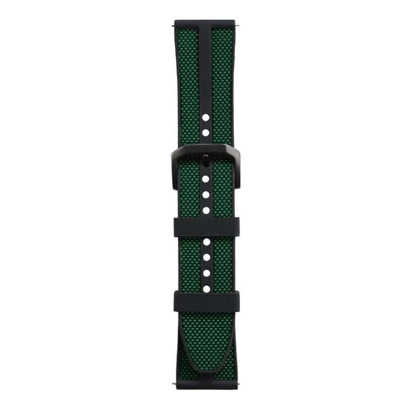 22mm xDfind Flame Hybrid Nylon Braid Silicone Watch Band(Green)