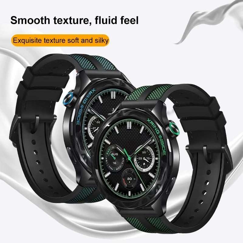 22mm xDfind Flame Hybrid Nylon Braid Silicone Watch Band(Green)