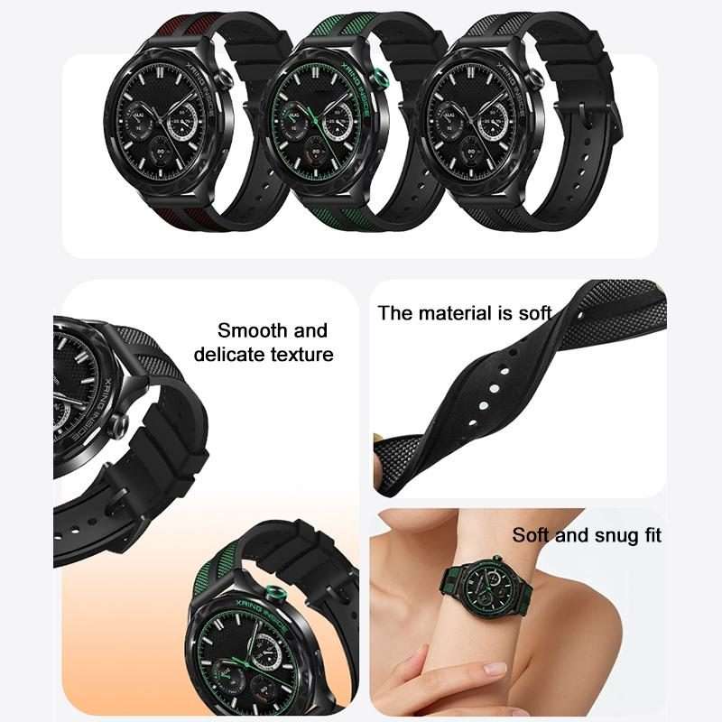 22mm xDfind Flame Hybrid Nylon Braid Silicone Watch Band(Green)
