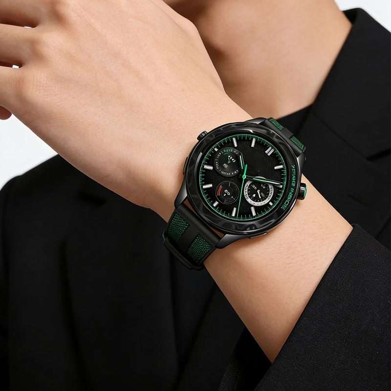 22mm xDfind Flame Hybrid Nylon Braid Silicone Watch Band(Green)